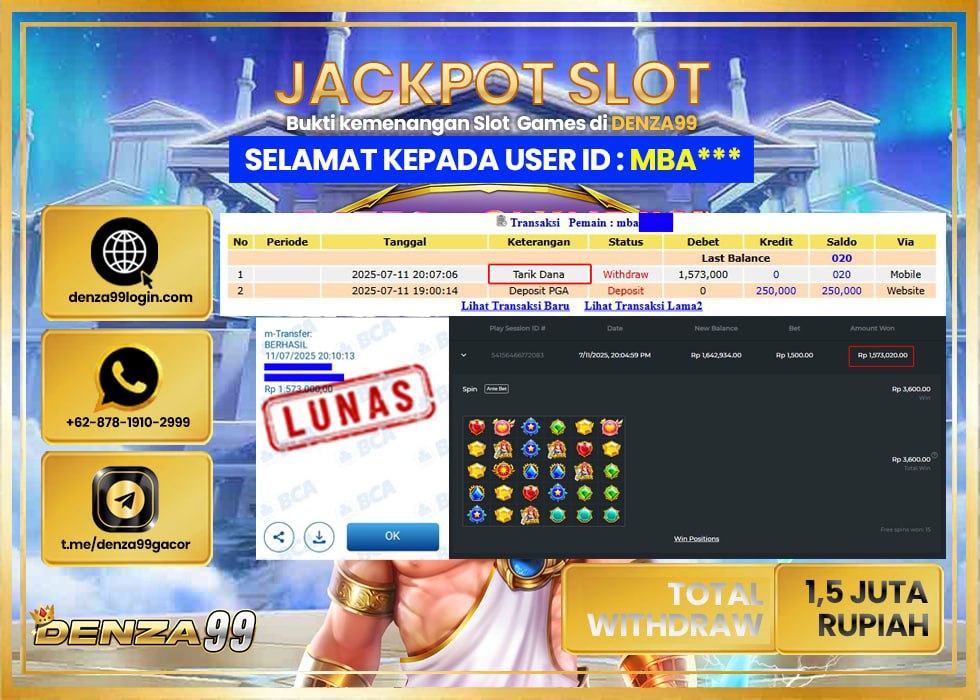 DENZA99 JACKPOT STARLIGHT PRINCESS 1000  Rp.1,500,000- LUNAS